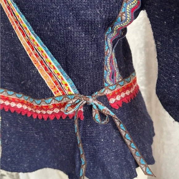 Anthropologie Moth Corn Wind Navy Kimono Cardigan Wrap Sweater women’s medium - Picture 9 of 17